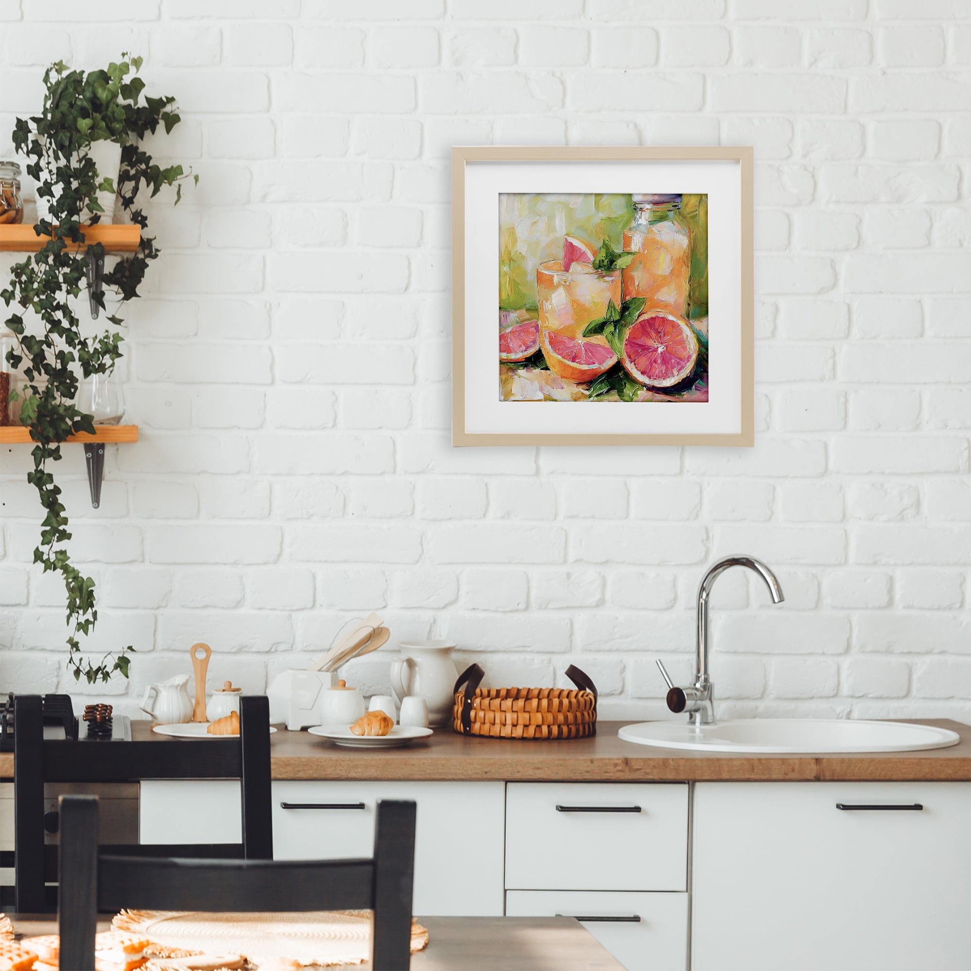 Stupell Industries Grapefruit Summer Refreshment Birch Framed Print Under Glass, design by Riley B