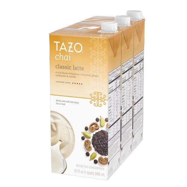 Tazo Chai Latte Concentrate Black Tea, 32 Fluid Ounce (Pack of 3