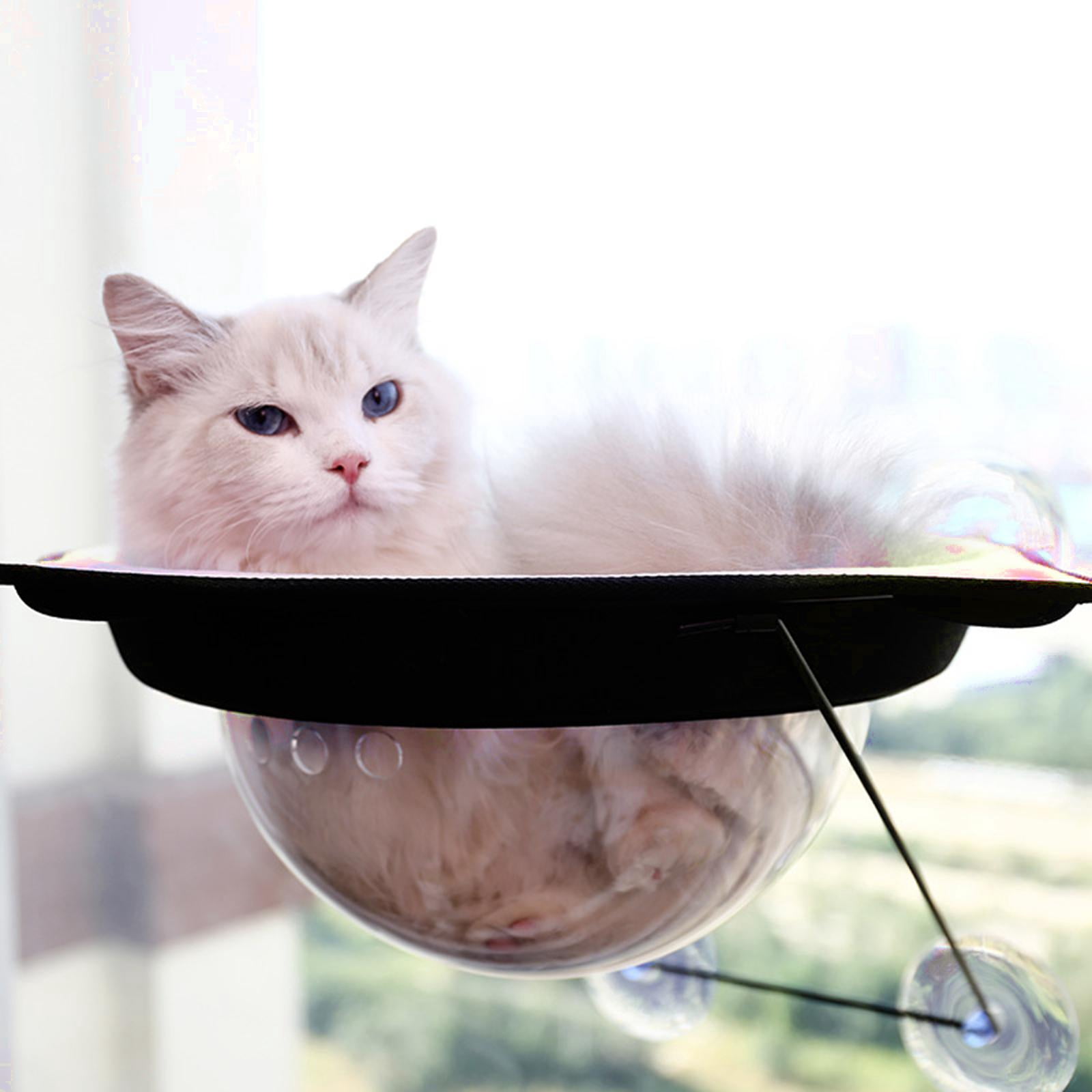 Cat Window Hammock Space Hanging Nest Cat Seat Window Mounted Cat Bed Cat Shelf Suction Window Perch for Napping Overlooking Yellow