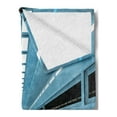 thumbnail image 2 of Outer Space Soft Flannel Fleece Blanket, Science Fiction Hole in the Spaceship Shuttle Interior Futuristic Arrival Image, Cozy Plush for Indoor and Outdoor Use, 70" x 90", Pale Blue, by Ambesonne, 2 of 5