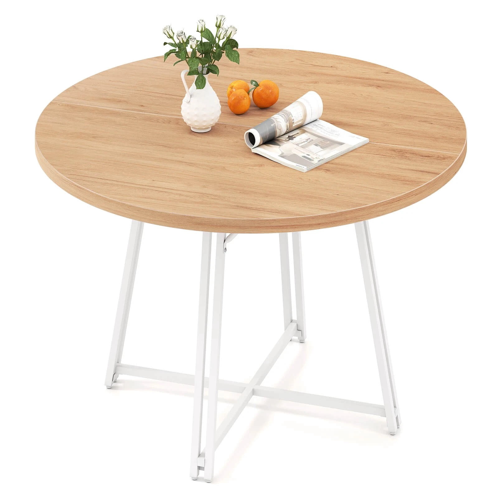 Auranook 47 Inch Dining Table w/8 Metal Supporting Legs & Cross Base for Dining Room