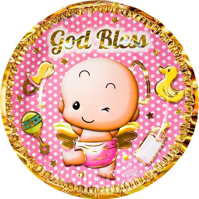24 Pz Plato Cartón Premium Pastelero Fiesta De Cumpleaños Mi Bautizo niña