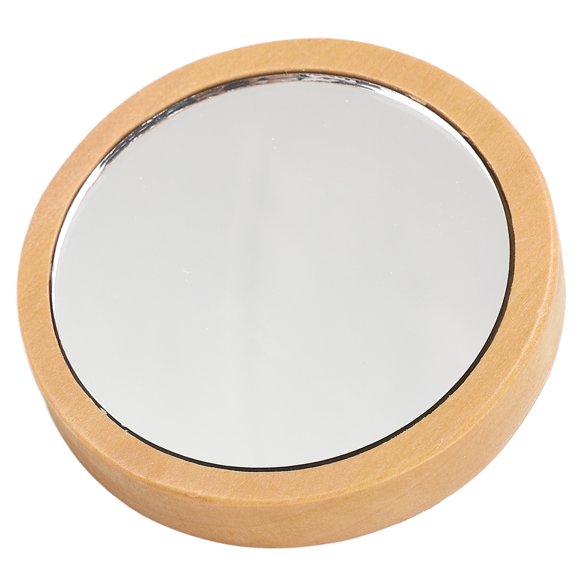 Handheld Wood Mirror, Portable Wood Mirror Round With Edges For Cosmetic