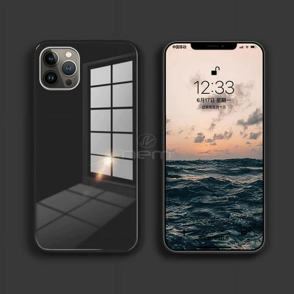 For Apple iPhone 13 Pro 6.1 inch Impact 9H Tempered Glass Scratch-Resistant Protective Hybrid Case Cover Black