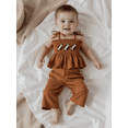 thumbnail image 4 of BemeyourBBs Toddler Baby Girl Football Outfit Cute Infant Girls Summer Clothes Embroidery Sleeveless Smocked Camisole Tank Top Wide Leg Pants Set, 4 of 9