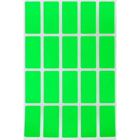 Royal Green Neon Green Rectangular Color Sticker 1.57inch x 0.75 inch - Color Code Labels Rectangle (40mm x 19mm) 100 Pack