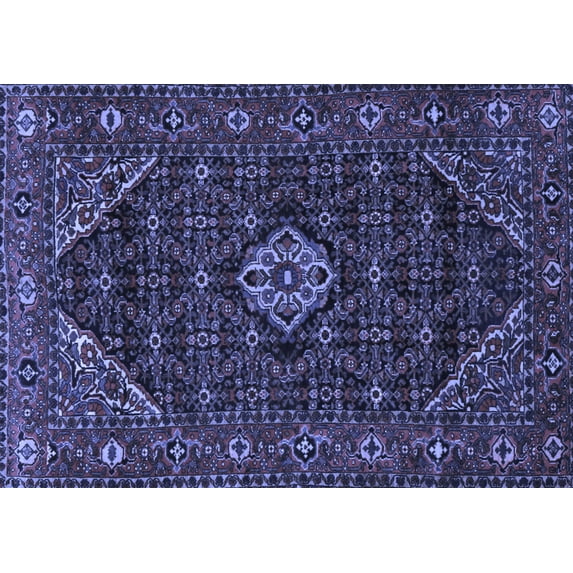 Ahgly Company Machine Washable Indoor Rectangle Persian Blue Traditional Area Rugs, 5' x 8'