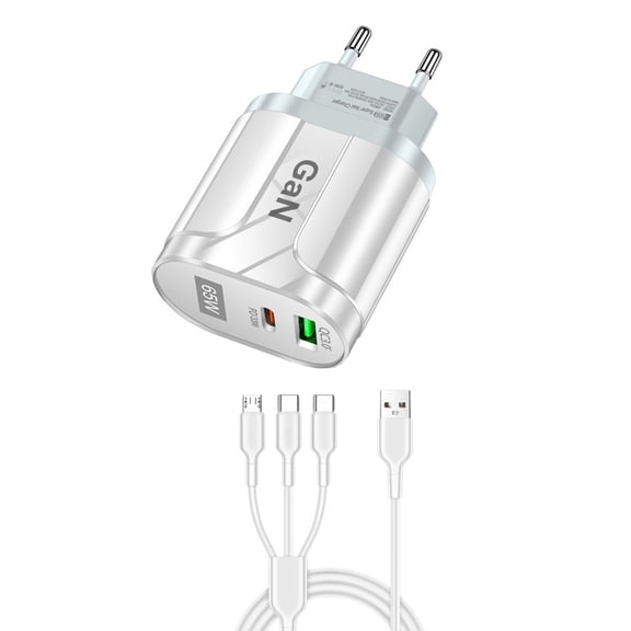 USB Charger Adapter Wall Charger with 2 USB Ports Compatible for iPhone MacBook Pro/Air iPad Pro Galaxy Pixel EU Plug White