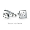 thumbnail image 3 of Bling Jewelry Mens Monogram Initial  Solid Square Sterling Silver Shirt Cufflinks Gift, 3 of 7