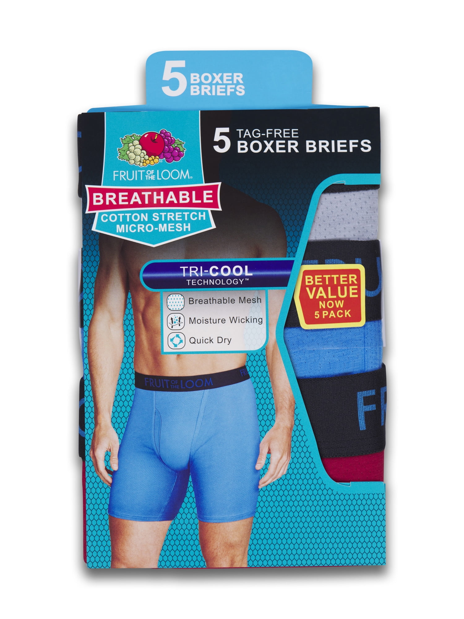 Fruit of the Loom Men's 3-Pack Breathable Micro-Mesh Short