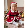 thumbnail image 6 of RUINIXCW Newborn Baby Girl Christmas Outfit Velvet Romper Dress Xmas Santa Elf Dress Infant Baby Girl Fall Winter Plush Trim Long Sleeve Dress Belt Hat, 6 of 9