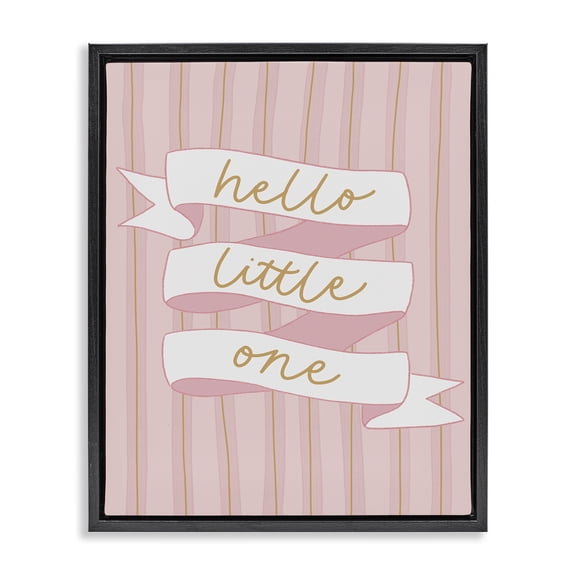 Stupell Industries Pink Hello Little One Black Framed Floater Canvas Wall Art, design by Amanda Houston