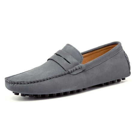 

Go Tour Men s Penny Loafers Moccasin Driving Shoes Slip On Flats Boat Shoes Grey 8/41