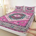 thumbnail image 3 of Manfei Southwestern Aztec Geometric Full Size Sheets,Rustic Western bohemian Bed Sheets,Pink Gray Sheet Sets For Adult,Microfiber Bedroom Decor,4pcs, 3 of 7