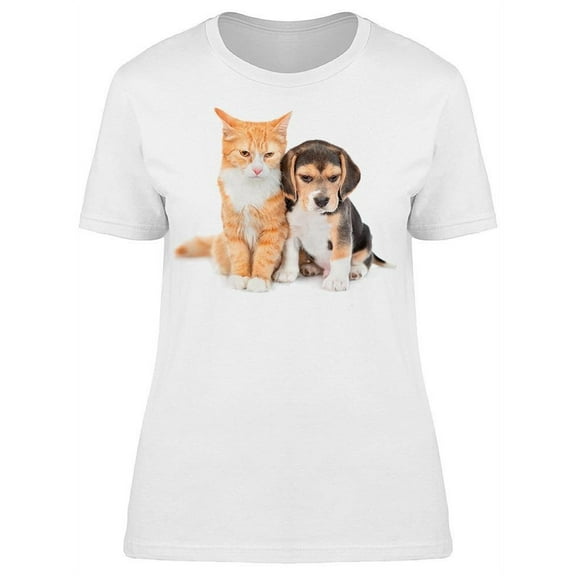 Beagle Puppy And A Kitten T-Shirt Women -Image by Shutterstock, Female x-Large