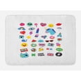 thumbnail image 1 of Emoji Bath Mat, Pop Culture Elements Good Vibes Ice Cream Rocket Donut Star Cartoon Style Drawing, Non-Slip Plush Mat Bathroom Kitchen Laundry Room Decor, 29.5 X 17.5 Inches, Multicolor, Ambesonne, 1 of 2