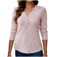 thumbnail image 1 of Timegard Long Sleeve Tops for Women Knitted Button V Neck Tops Casual Solid Color Lightweight Blouses, 1 of 6
