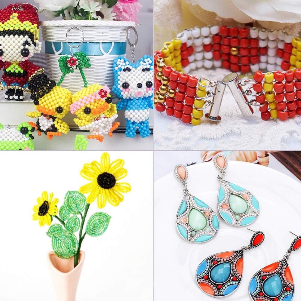 PH 24000 Pcs 24 Colors 12/0 2mm Multicolor Beading Glass Seed Beads Opaque Round Pony Bead Waist Beads Mini Spacer Beads for Earring Bracelet Neckalce Anklet Choker Jewelry Making Brown