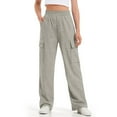 thumbnail image 5 of CPNG Girls' Fashion Cargo Pants Elastic Waist Wide Leg Baggy Casual Cargo Sweatpants Multi-Pocket Jogger(Light Ashy,8-9 Years), 5 of 7