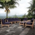 thumbnail image 2 of Modern Contemporary Urban Outdoor Patio Balcony Garden Furniture Lounge Sofa and Chair and Coffee Table Set, Wood, Navy Blue Natural, 2 of 9