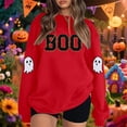 thumbnail image 2 of CONZONE Halloween Womens Sweatshirts Letter Ghost Graphic Oversized Sweatshirt for Women Spooky Season Fall Winter Pullover Tops, 2 of 5