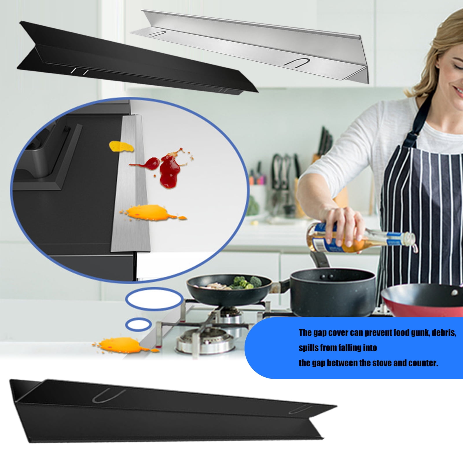 Stainless Steel Stove Space Cover Adjustable Stove Space Filler Guard For Oven Countertop Heat Resistant