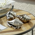 thumbnail image 3 of 7", 7", 5"W Silver Ceramic Shell Shell Sculpture, by DecMode (3 Count), 3 of 21