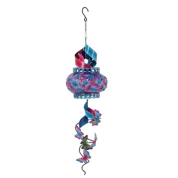 Evergreen Hanging Solar Swirl Spinner, Purple/Blue