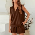 thumbnail image 6 of EINCcm Womens Summer Two Piece Outfits Lounge Sets Sleeveless V Neck Tee Shirts Tops and Shorts Tracksuit with Pockets, 6 of 9