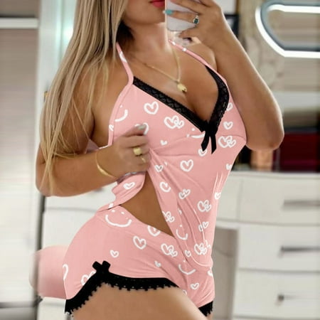 

BIZIZA Lounge Sets for Women Cami and Shorts Sleeveless V-Neck Loungewear Printed 2 Piece Sleepwear Pajama Set