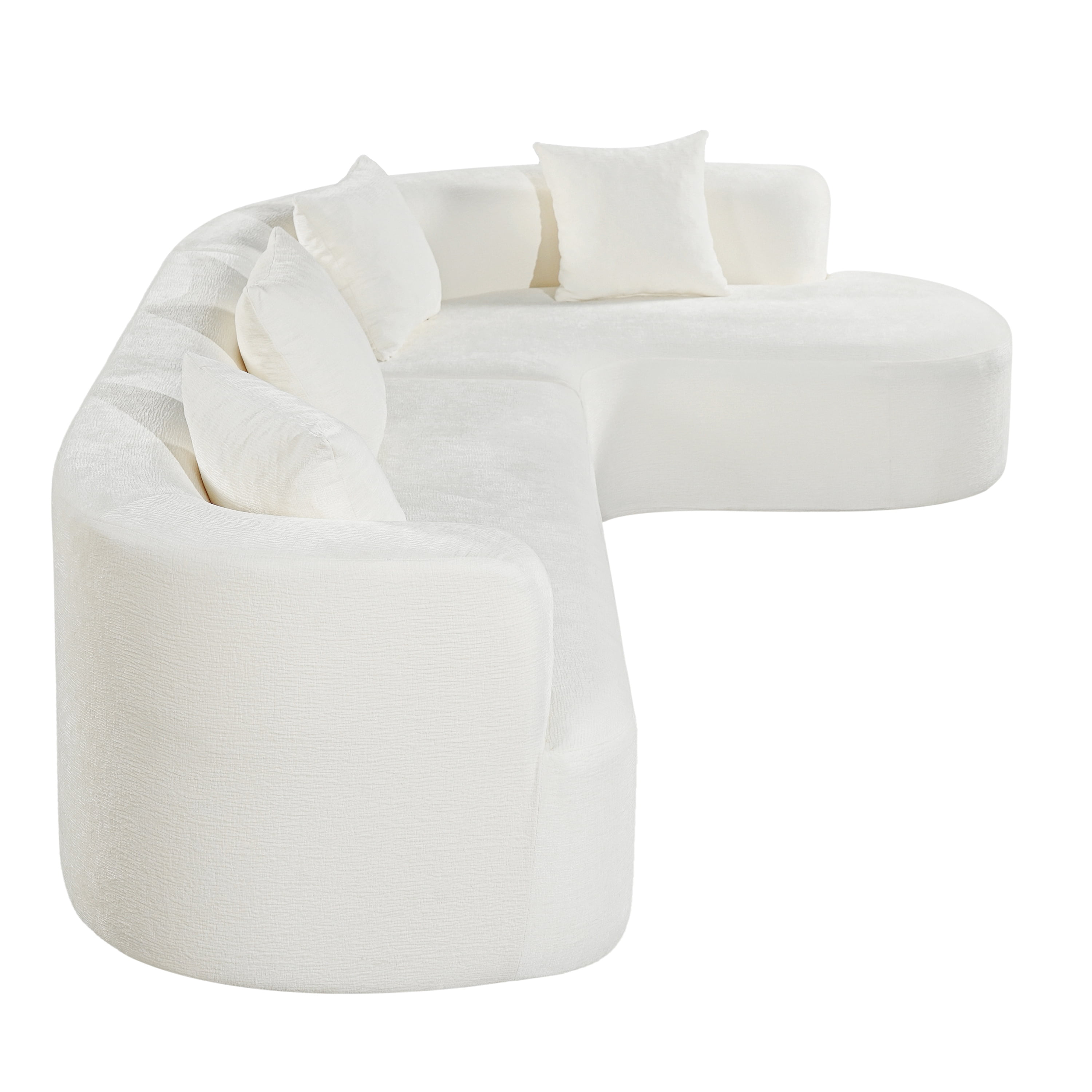 GARITIN Curved Cloud Couch 116.5 Inch, Oversized L Shaped Chenille Sectional Sofa with High Resilience Foam for Living Room, Beige