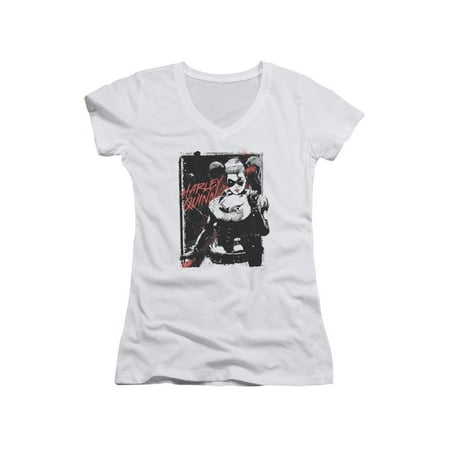 Batman Juniors T-shirt - Batman DC Comics Harley Quinn Arkham Asylum Juniors V-Neck T-Shirt Tee