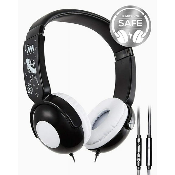Kids Headphones, Mumba Volume Limited Over Ear Headphones, 85 Safe Listening Adjustable Headsets with Microphone for Kids Children (Black)
