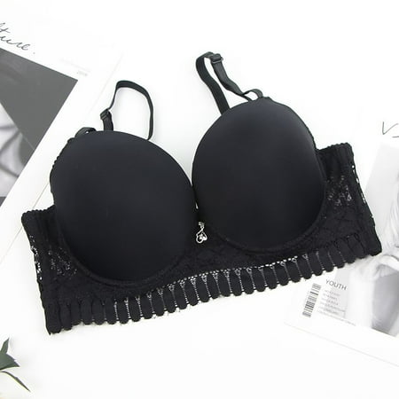 Women s Plus Size Bra  Large Chest Support  Steel Ring  Solid Color  Sexy Gathered Lingerie  Comfortable  For Daily Wear  Seamless Bra  Soft Material  Womens Plus Size Short Sleeve Tops | Black XL