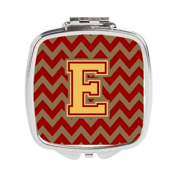 Letter E Chevron Garnet & Gold Compact Mirror - Garnet & Gold