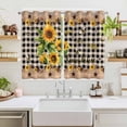 thumbnail image 2 of Sunflower Plaid Kitchen Curtains 63 Inch Length, Country Sunshine Star Vintage Bee Black Grommet Top Bedroom Living Room Curtains, Light Filtering Cafe Curtain Drapes 2 Panels Set 104''x63'', 2 of 9