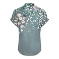 thumbnail image 4 of Mceream Womens Short Sleeve Henley Tops Cotton Loose Fit Linen V Neck Dressy Casual Blouses Print Button Down Shirt Summer Outfits Vacation Fashion Clothes Army Green M, 4 of 5