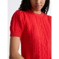 thumbnail image 6 of Free Assembly Women's Cable Knit Sweater with Short Puff Sleeves, Sizes XS-XXL, 6 of 7