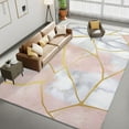 thumbnail image 2 of Living Room Area Rugs, Marble Geometric Shape Texture Printed Design Carpet, Rose Gold Washable Rectangle Rug, Soft Short Pile Carpet For Bedroom Dining Room Non-Slip Rug, 2 of 7
