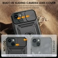 thumbnail image 3 of for iPhone 15 Plus Case with Screen Protector - Slide Camera Cover Protective Phone Case with Ring Stand, Heavy Duty Shockproof Rugged Bumper for iPhone 15 Plus Accessories Black, 3 of 15