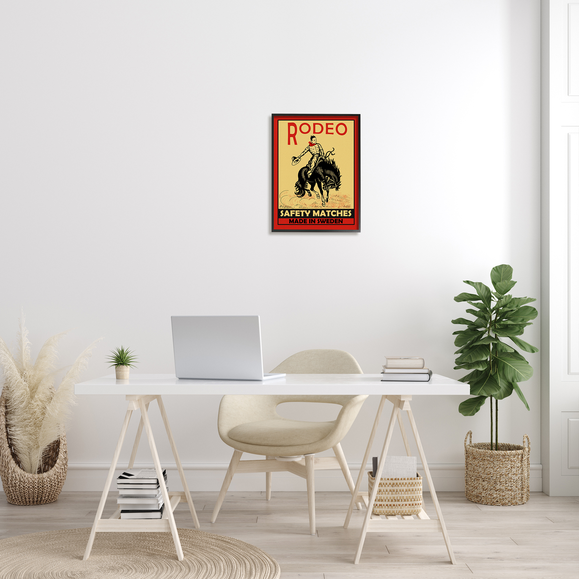Stupell Industries Rodeo Safety Matches Cowboy Bucking Bronco Red Yellow, 16 x 20, Designed by Mark Rogan