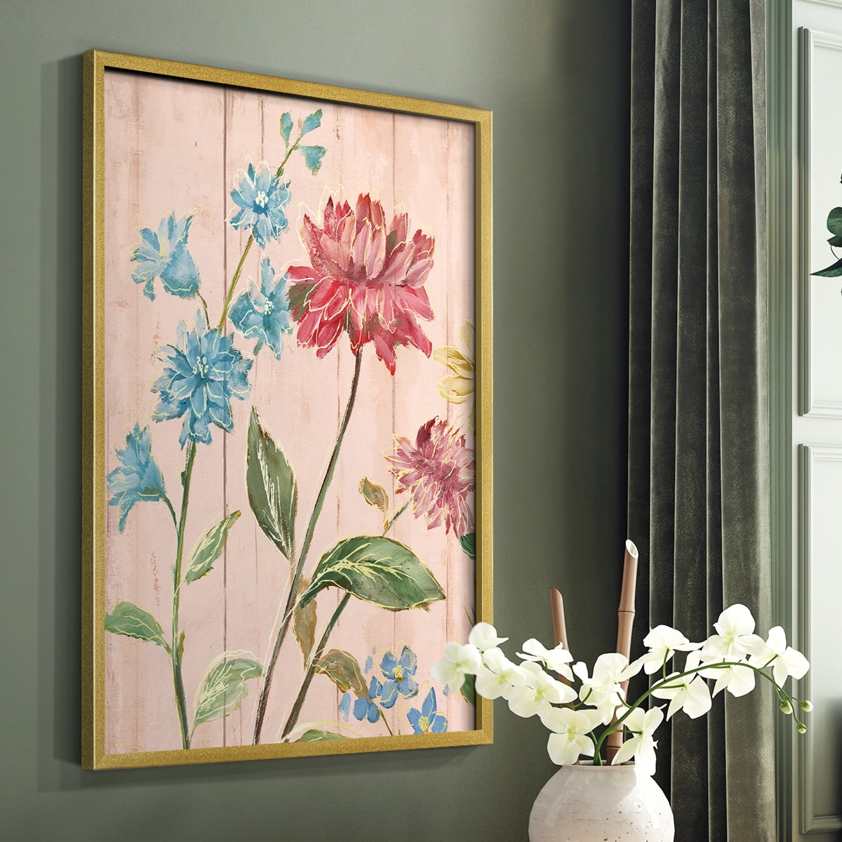 Wildflower Flutter I Framed Print - Solid Wood in Single Picture Frame Solid Wood 2 Framed Print