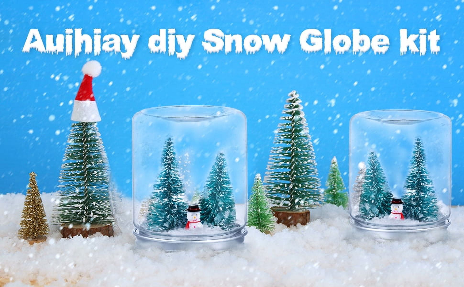 Pack Clear Plastic Snow Globes Kit with Artificial Mini