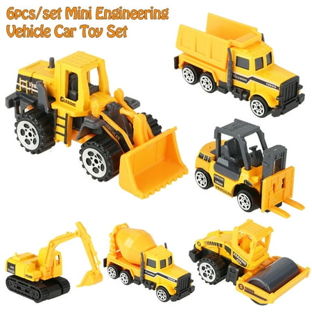 6pcs Play Vehicles Construction Vehicle Truck Cars Toys Set Alloy & Plastic Engineering Car Truck Toy Mini Vehicle Model Kids Gift for Boys and
