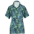 thumbnail image 3 of LA LEELA Women's Casual Hawaii Shirt Button Down Blouses Short Sleeve Beach Tops Vacation Beach Summer Cute Shirts For Ladies M Swirl Leaf, Blue, 3 of 5