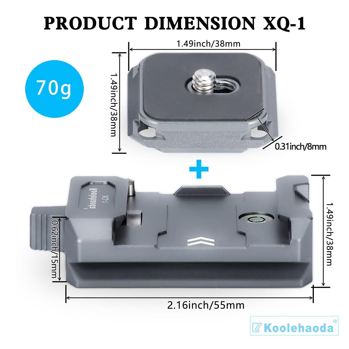 Koolehaoda XQ-1 Quick Release Plate Adapter with Arca-Swiss
