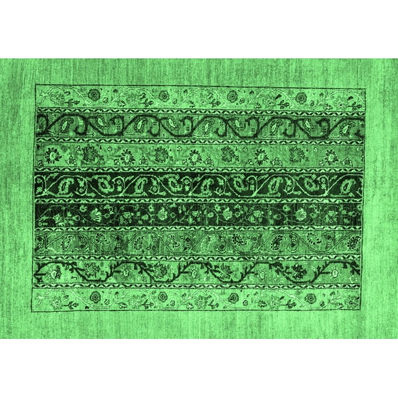 Ahgly Company Indoor Rectangle Oriental Emerald Green Modern Area Rugs, 4' x 6'