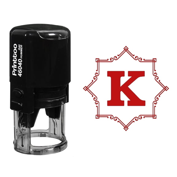 Printtoo Office Stationary Octagon Celtic Swirl Frame K Alphabet Monogram R-40 Self Inking Rubber Stamp