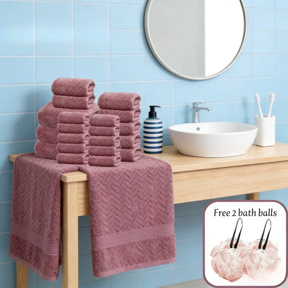 Coral Fleece Microfiber Jacquard Towel Set 18 Count