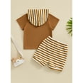 thumbnail image 4 of Biekopu Toddler Boys Summer Shorts Sets Short Sleeve Hooded Tops and Drawstring Striped Shorts Sets, 4 of 9